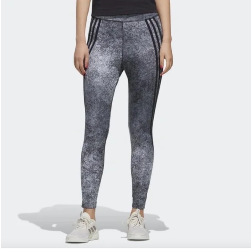 🏷️ ADIDAS Feelbrilliant 7/8 Tight Leggings MEDIUM Heather Black EUC!